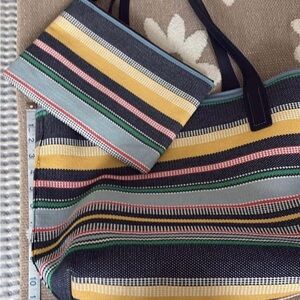Striped Tote and Clutch Set